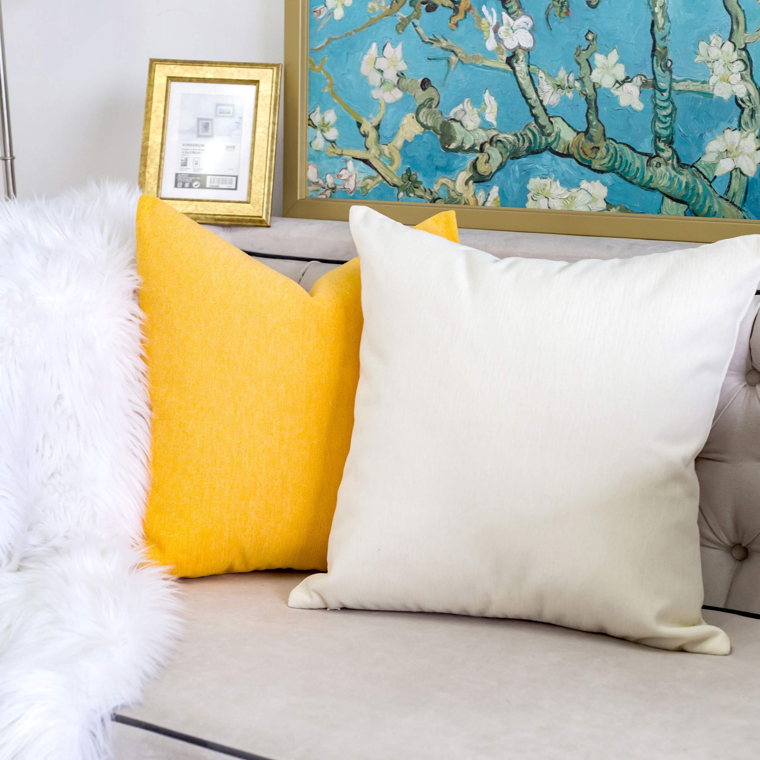 Sage Ivory Square Outdoor Throw Pillow