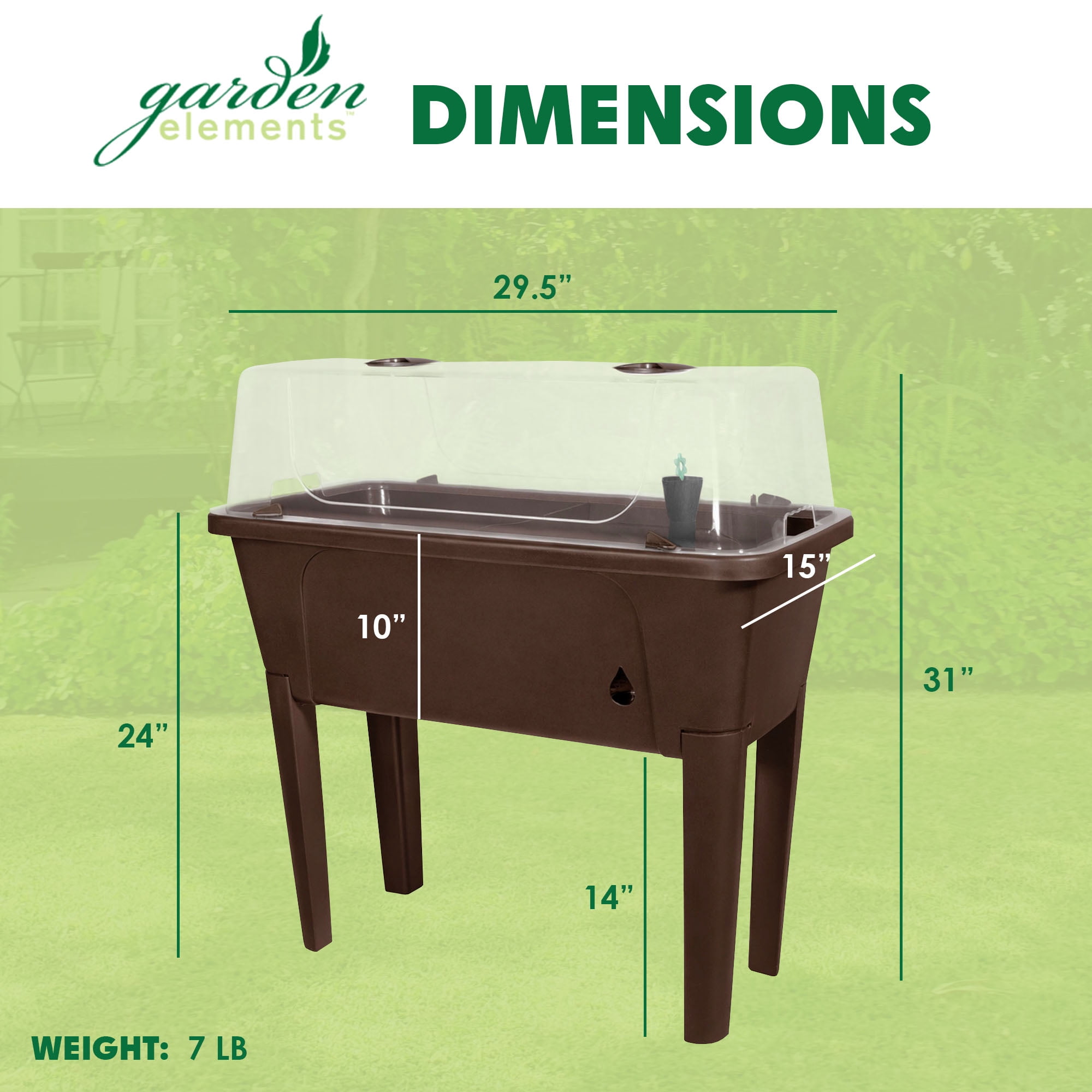 Garden Elements Elevated Self-Watering Garden Bed with Ventilated Grow Dome — Black, 45L