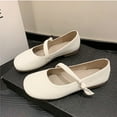 thumbnail image 5 of Lovskoo Women's Ballet Flat Shoes Dress Leather Shoes Slip On British Retro Evening 2024 Spring And Fall Korean Version Flat Bottom Personality Shoes White, 5 of 7