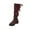 Wine, variant on Knee High Boots for Women Lace Up Wide Calf Fashion Pull On Boot Leather Chunky Low Heel Non Slip Comfy Long Shoes