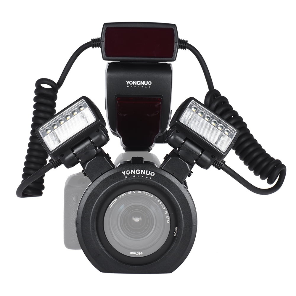 DSstyles YONGNUO YN24EX E-TTL Macro Flash Speedlite 5600K Flash Heads Adapter Rings for Canon EOS 1Dx 5D3 6D 7D 70D 80D Cameras 