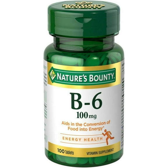 Nature's Bounty Vitamin B-6 100mg 100 Tablets (Pack of 6)