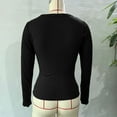 thumbnail image 5 of FRSASU Womens Long Sleeve Crewneck Neck Ribbed Tops Spring Fall Fitted Stretch Casual Basic T Shirts Black, 5 of 6