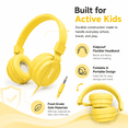 thumbnail image 2 of WIGACH Kids Headphones Wired for School HD Mic Stereo Sound Foldable Headphones for Online Study, 3.5mm Jack Wired Cord On-Ear Headset for Pad PC Phones Tablet Etc - ALL YELLOW, 2 of 8