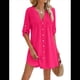 thumbnail image 1 of Traje de Baño para Mujer, Cuello en V, Abotonado, Color Rosa y Rojo, Talla XL, 1 of 8