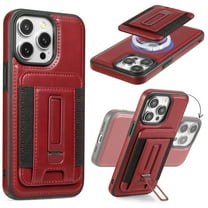 Dteck for iPhone 16 Case Detachable Wallet Case with Card Holder & Built-in Kickstand, Compatible with MagSafe,[2 in 1] PU Leather Shockproof Back Phone Cover for iPhone 16,Winered