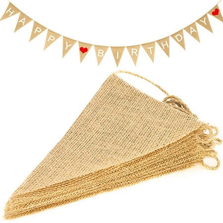 Novelty Place 15Pcs Burlap Banner - 14 Ft Triangle Flag - DIY Hand Painted Home Decorations for Holiday, Birthday, Wedding, Graduation and Party
