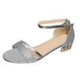thumbnail image 6 of Modstep Women's Low Wedge Sandals Adjustable Ankle Strap Sparkly Dressy Slide Shoes 2026 Summer Sandal for Wedding Party Silver 7.5, 6 of 7
