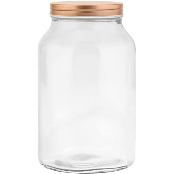 Amici Home Branson Glass Storage Jar, 132 Fluid Ounces, Clear with Copper Lid