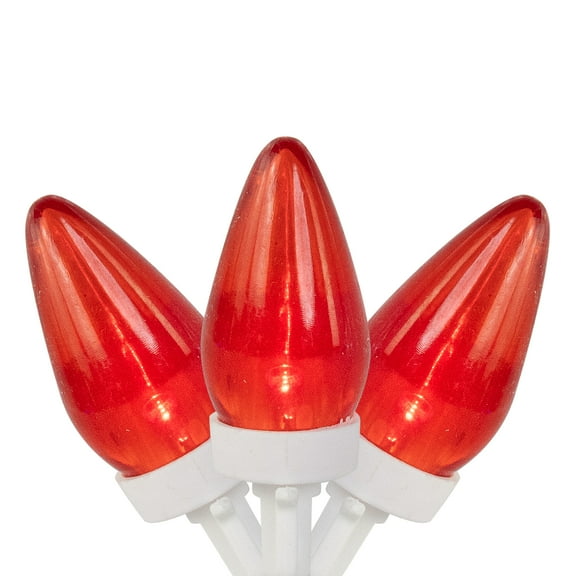 LED C7 Christmas Lights - Red - 16' White Wire - 25ct