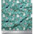 thumbnail image 1 of Soimoi Poly Georgette Fabric Heart,Footprint & Cat Animal Printed Fabric 1 Yard 42 Inch Wide, 1 of 3