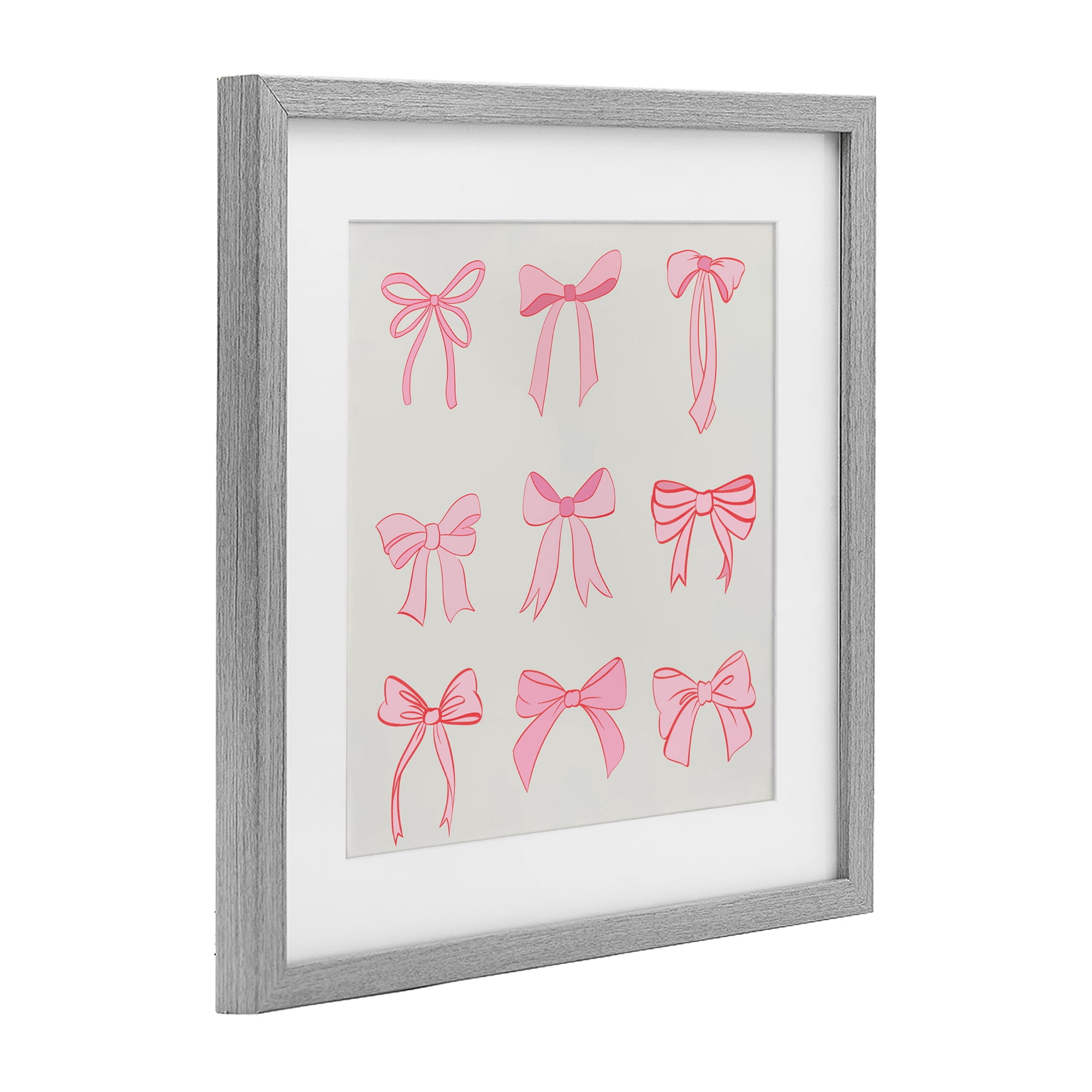 Stupell Industries Pink Coquette Ribbons Gray Framed Print Under Glass, design by Emily Navas