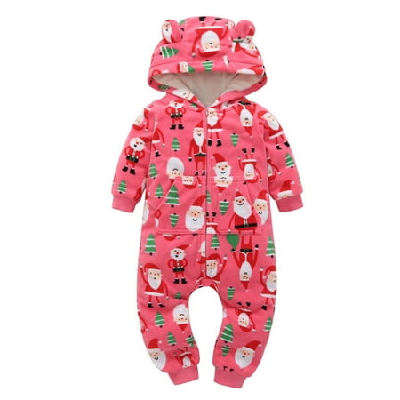 

Larisalt Infant Romper Boy Long Sleeve Newborn Infant Baby Girl Romper Onesie Footed Romper Ruffle Jumpsuit Cute Fall Winter Outfit Clothes Red