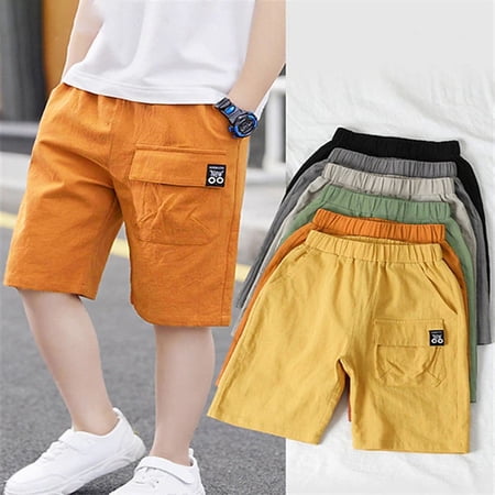 ZHOGXU Kids Toddler Boys Shorts Elastic Waisted Cartoon Print Comfortable Breathable Shorts For Casual Daily Wear Khaki 4-5 Years