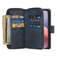thumbnail image 4 of Dteck Wallet Case for iPhone 16E (2025), Shockproof Premium Magnetic Closure Zipper Pocket Folio PU Leather Flip Case Cover with 9 Card Slots Kickstand, Blue, 4 of 7
