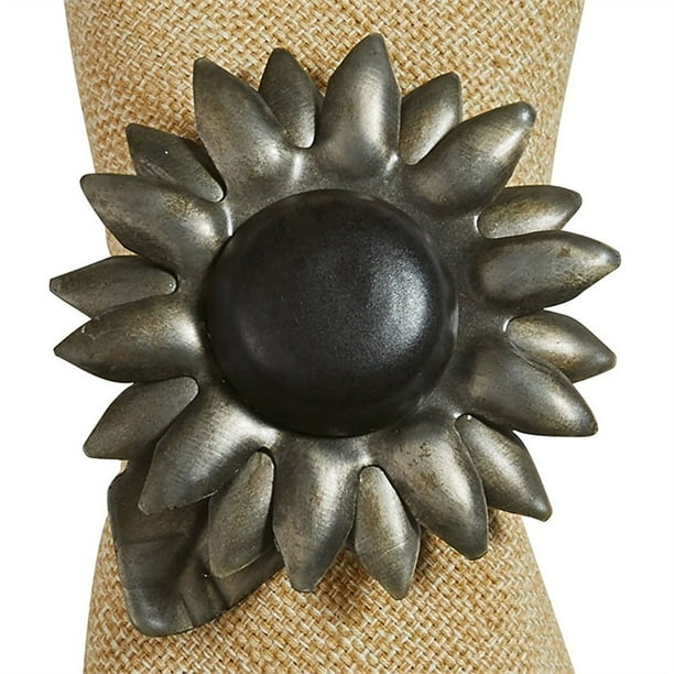 Galvanized Metal Sunflower Napkin Ring Set Of 4 Set Of 4 Sunflower Napkin Rings By Park Designs Walmart Com Walmart Com