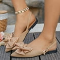 thumbnail image 3 of Rokment Bow Dress Slingback Sandals for Women Bride Wedding Fashionable Bowknot Closed Pointed Toe Low Heels Dressy Shoes Khaki Size 9, 3 of 6
