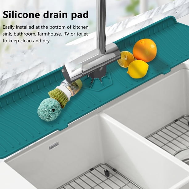 Almohadilla De Drenaje Tapón de drenaje absorbente para grifo de silicona, protector contra salpicaduras, colector de agua (verde)