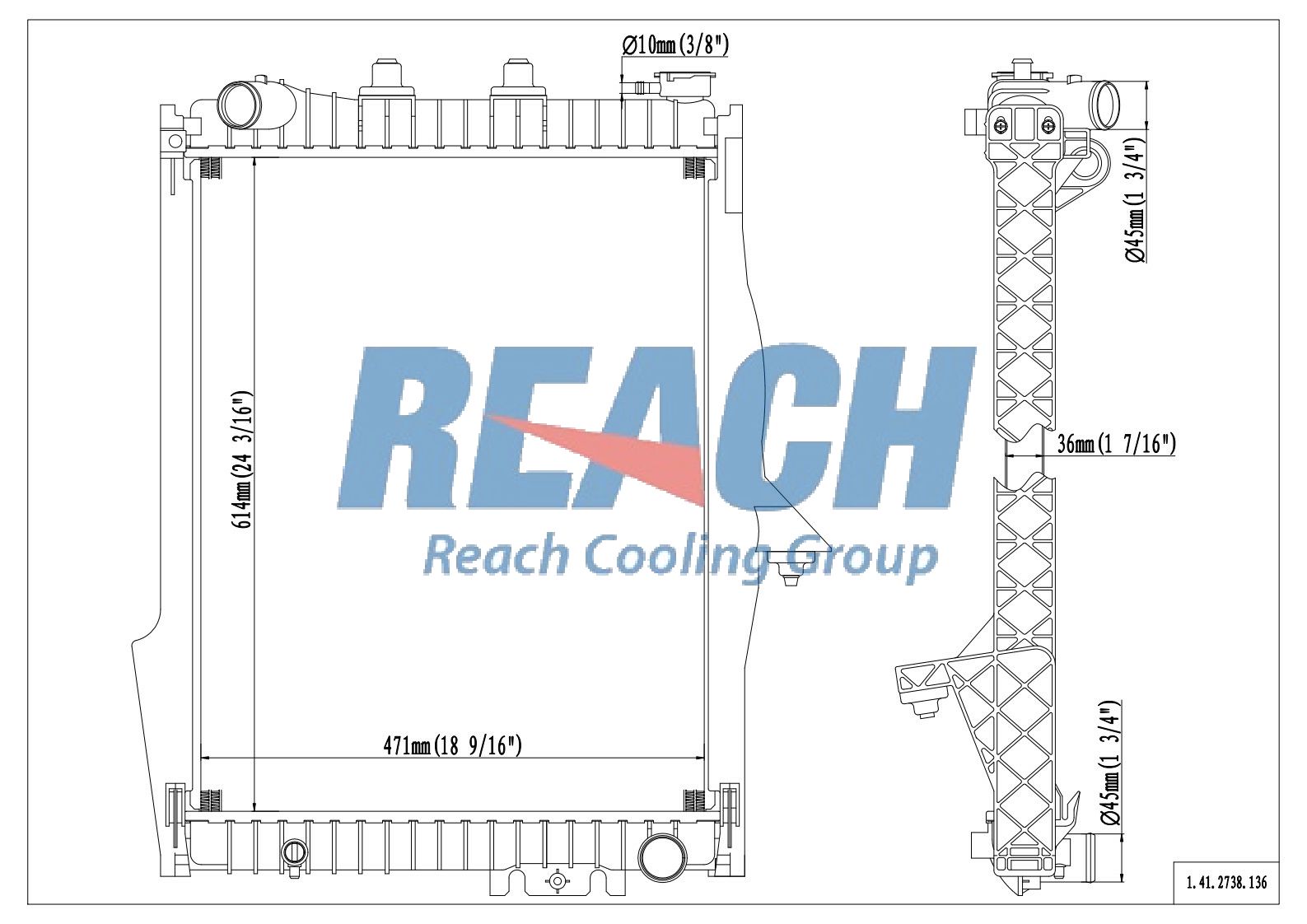 REACH Radiator 41-2738 for 09-07 Chrysler Aspen; 09-04 Dodge Durango