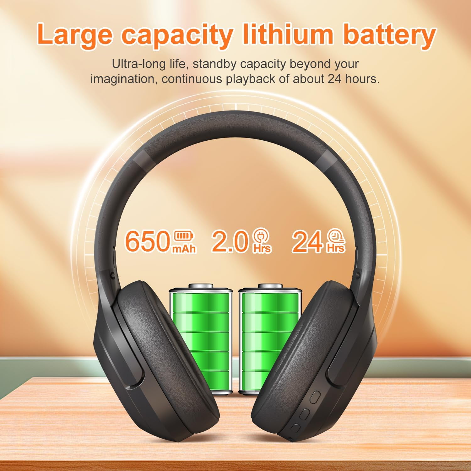 Wireless Bluetooth 5.2 FM Radio Headphones with Built-in Microphone, Ultra-Soft Ear Cushions, Stereo Noise Cancelling for Work/Travel/Sports