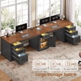 thumbnail image 3 of 110.3" Long Two Person Desk with 7 Drawers and Storage Cabinet, Farmhouse Computer Desk for Home Office, 3 of 7