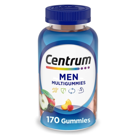 Centrum Multigummies Men's Gummy Vitamins, Multivitamin With Vitamin B, C, D & E, Assorted Fruit, 170 Count