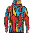 thumbnail image 7 of Kdxio Colorful Arrow Graffiti Pattern Print Mens Casual Hooded Collar Drawstring Hoodies Pullover Sweatshirts Casual Long Sleeve Shirts-X-Large, 7 of 7