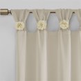 thumbnail image 4 of Madison Park Rosette Faux Linen Fabric Floral Cuff Tab Top Window Panel in Cream, 4 of 9