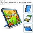 thumbnail image 3 of Kids Durable Handle Case for iPad Air 5th/4th Gen 10.9 inch, Silicone PC Heavy Duty Protection [360 Rotating Ring Stand/Adjustable Shoulder Strap] Tablet Case Cover for iPad Air 5th/4th,Black+Blue, 3 of 8