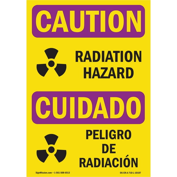 OSHA CAUTION RADIATION Sign - Radiation Hazard With Symbol | Decal | Protect Your Business, Work Site, Warehouse & Shop Area | Made in the USA