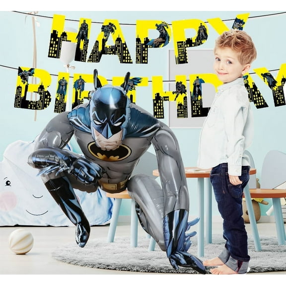 3 PCS Superhero Balloons Bat Balloon with Birthday Banner Birthday Party Balloon