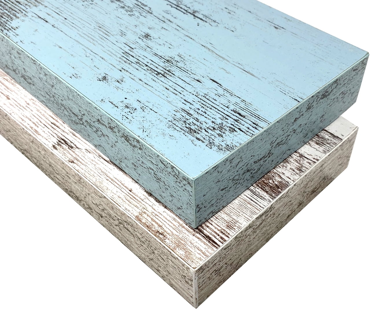 Sorbus 16.25" Blue White Rustic Floating Shelves (Set of 2) – Wall Storage for Décor, Frames, Trophies