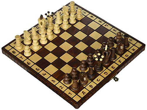 RoseWood 12 Inch Big Size Wooden Folding Chess Board Magnetic Travel Chess Set. 