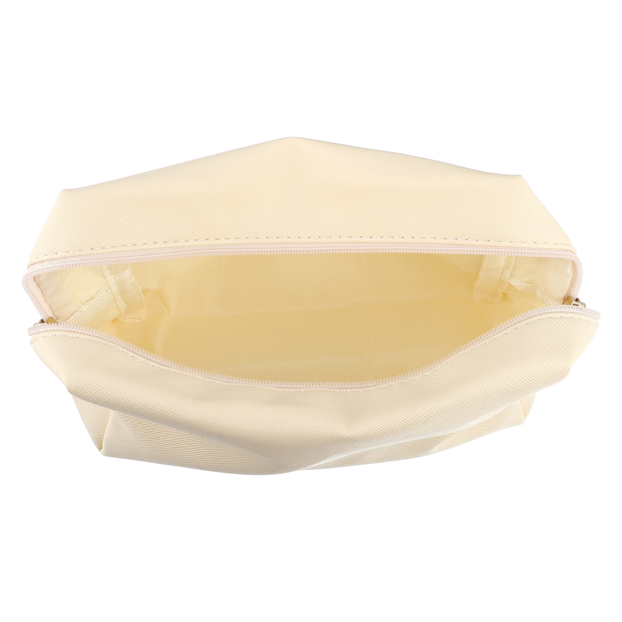 Unique Bargains Floral Makeup Bag Zipper Flower Cosmetic Pouch Beige