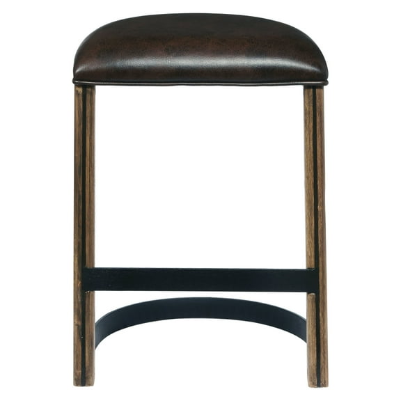 HomeFare Gathering Stool with Metal Base and Upholstered Half-Round Seat