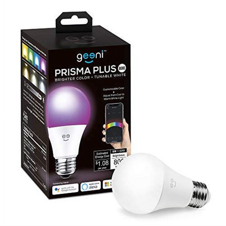 UPC: 0844702089686 | Geeni Prisma Plus 800 Wi-Fi LED Smart Light Bulb  Brighter Color & Tunable White (2700-6500K)  1-Pack  A19 60W  No Hub Required  Light Bulb Works with Alexa  Google Assistant