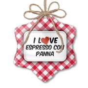 Christmas Ornament I Love Espresso Con Panna Coffee Red plaid Neonblond
