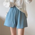thumbnail image 2 of Pantalones cortos con bolsillos para dormir para mujer, ropa de dormir de estilo coreano, con cintura elástica, color liso, para habitación, verano, 2023, 2 of 4