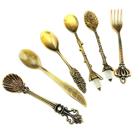 

Jooan s Kitchen 6pcs Retro Tablewear Fork Alloy Spoon Cooking Scoop Kitchen Ladle Home Use Teaspoon Cutlery