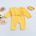 thumbnail image 2 of PENGXIANG Newborn Infant Baby Girls Jumpsuit Lace Long Sleeve Ruffle Romper Headband Autumn Spring Set Red 0-3 Months, 2 of 8