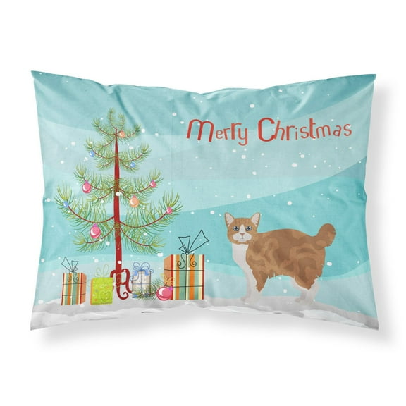 Manx 2 Cat Merry Christmas Fabric Standard Pillowcase