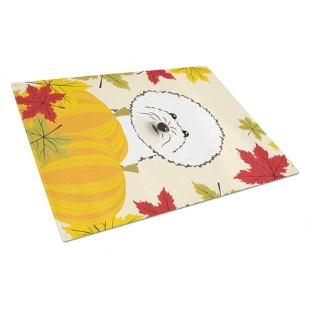 

Caroline s Treasures Bichon Frise Thanksgiving Glass Cutting Board Large