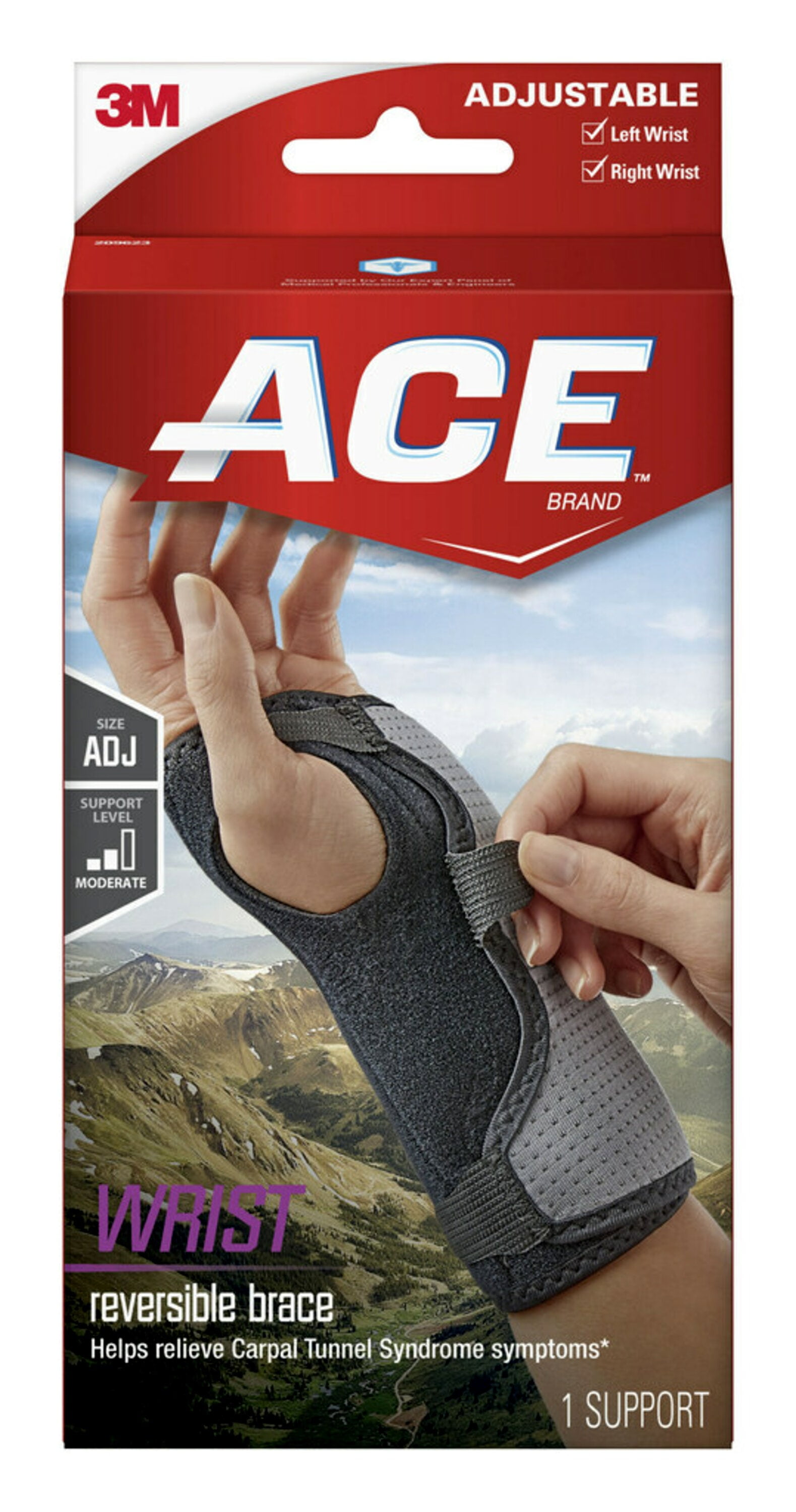 ACE Brand Splint Wrist Brace, Reversible, Adjustable, One Size