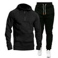 thumbnail image 4 of Timoontee Men's Zip Up Sweatshirts 2 Piece Tracksuit Set Outfit Long Sleeve Hoodies with Drawstring Elastic Waist Sweatpants Relaxed Fit Casual Clothes Black S, 4 of 8