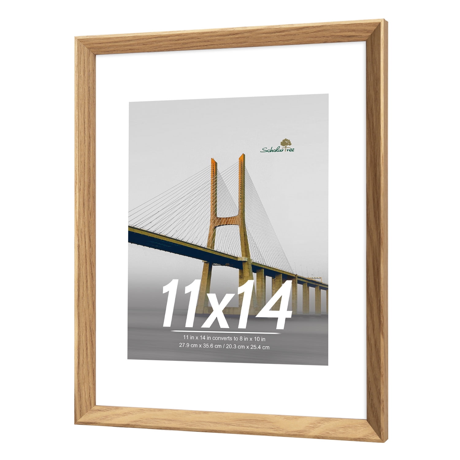 Scholartree 5 PACK 11 x 14 Wooden Picture Frames Set-11x14 Matted to 8x10 Wall Frames, Beige