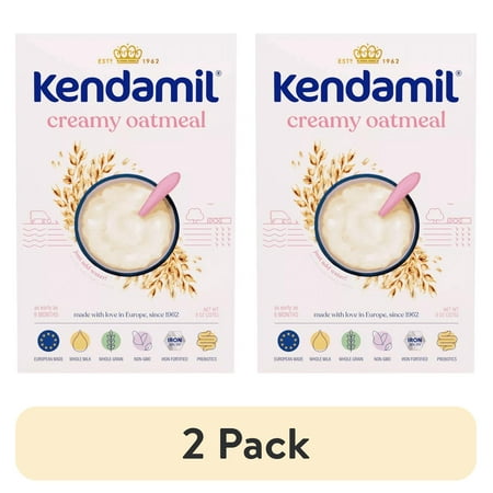 (2 pack) Kendamil Whole Grain Baby Cereal, Creamy Oatmeal, Whole Milk, 2nd Foods, 8oz Box (11-Servings)