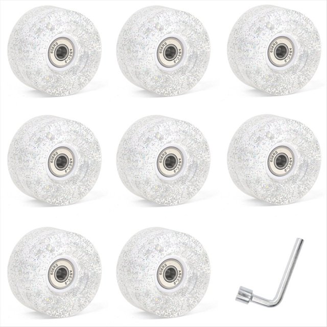 8 Roues de Patin à Roulettes 85A 62 X 33mm avec Roulements pour Patinage à Double Rangée, Accessoires de Patins à Roulettes Blancs, 8 * Roues (Y Compris Roulements) 1 * Clé, Blanc