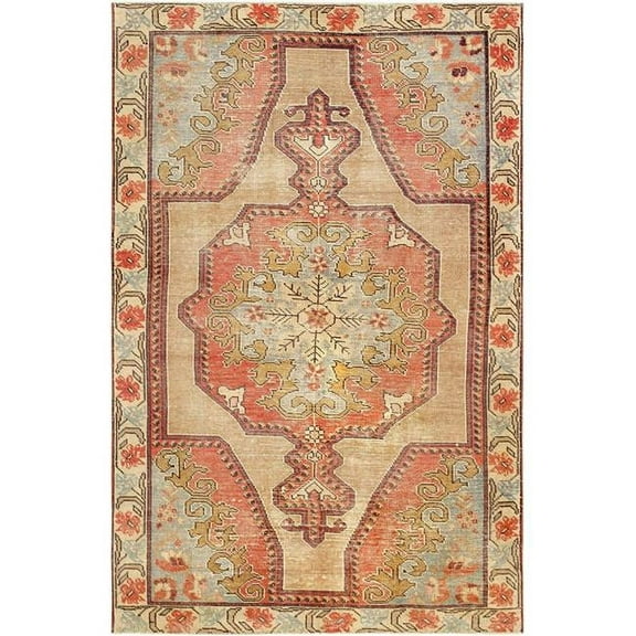 Pasargad Home  Vintage Turkish Oushak Collection Hand-Knotted Wool Area Rug 4 ft. 4 in. x 7 ft.