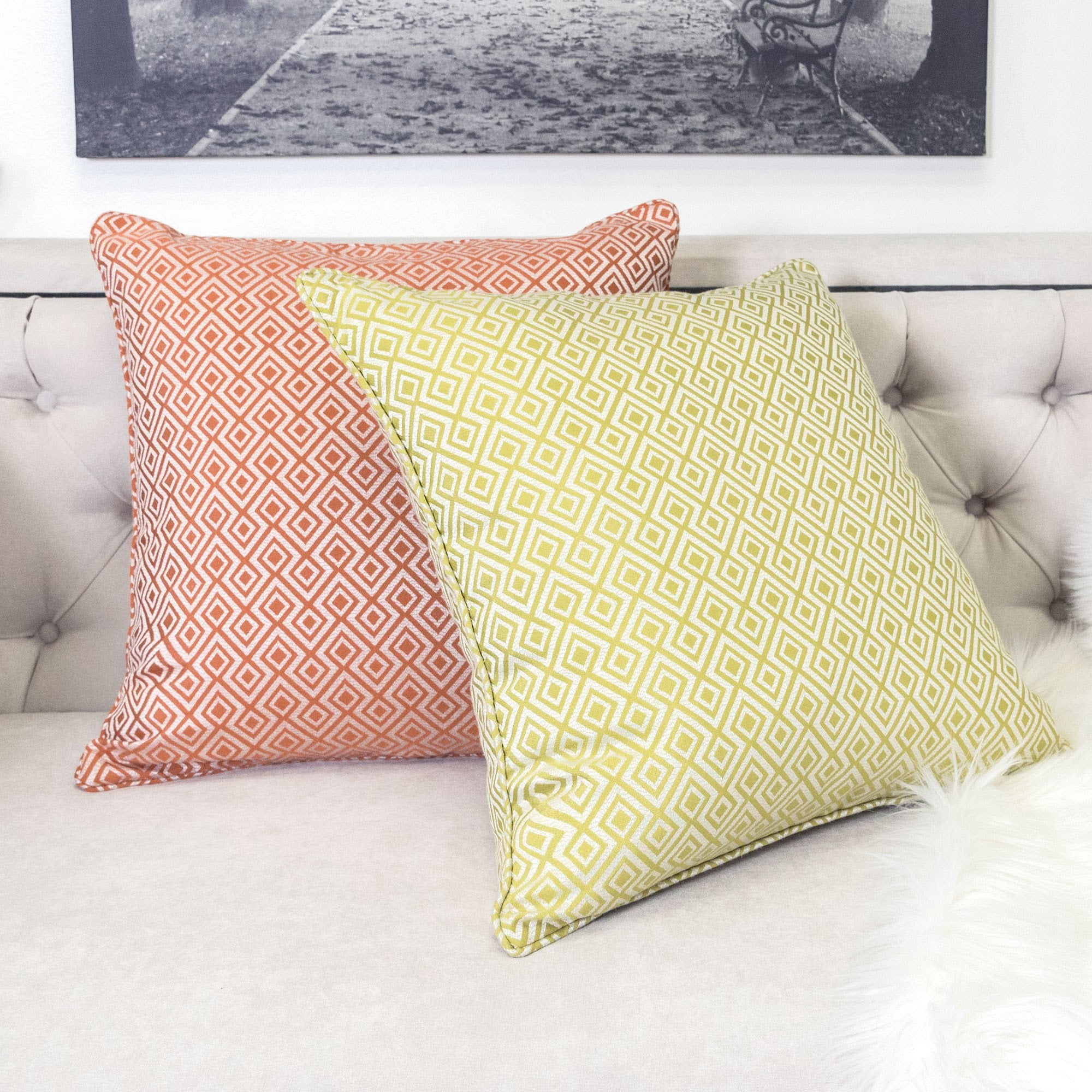 Jackie Green Geometric Polyester 20 in. x 20 in. Throw Pillow