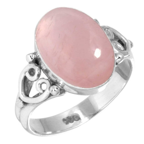 925 Silver Ring For Women - Girls Pink Rose Quartz Stone Silver Ring Size 5.5 January Birthstone Simple Silver Ring Size 5.5 Gift For Mother On Halloween 925 Gemstone Silver Jewelry